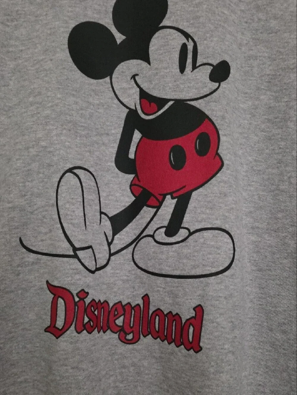 Disney Gray Crewneck with Classic Mickey and Red Disneyland Script